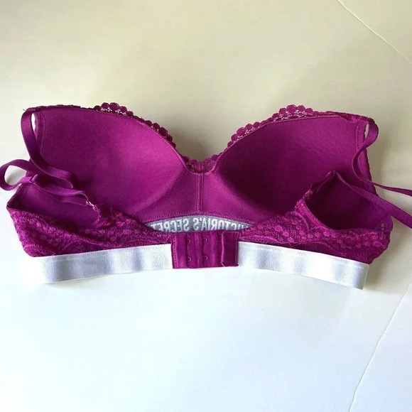 Victoria's Secret Magenta Lace Lightly Lined Wireless Bra, Size 34B‎ - Picture 5 of 10